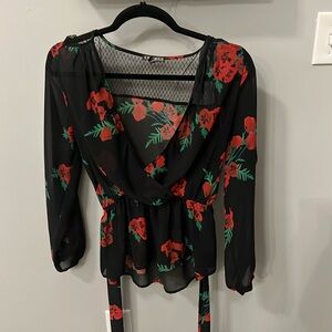 Express Black and Rose Blouse